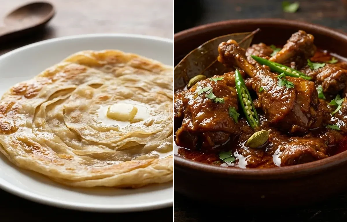 Bengali Porota with Hansher Mangsho Kosha
