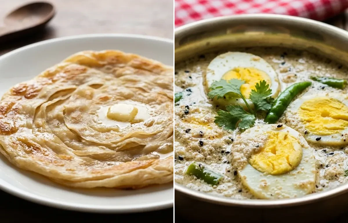 Bengali Porota with Posto Diye Dimer Torkari