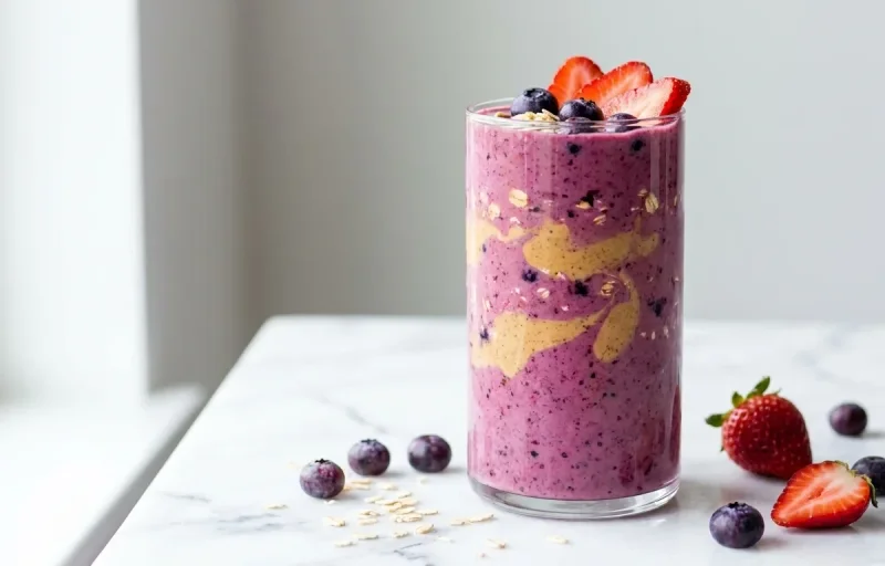 Berry Smoothie with Soy Milk Oats Flaxseed