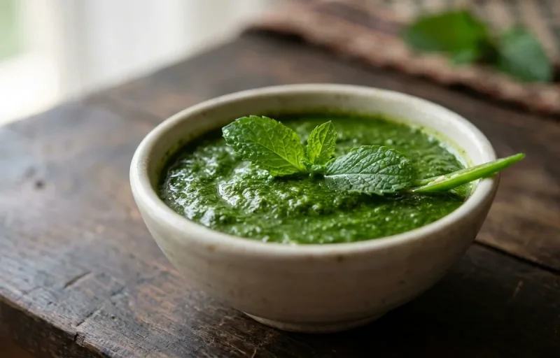 Besan chilla with paneer filling + mint chutney