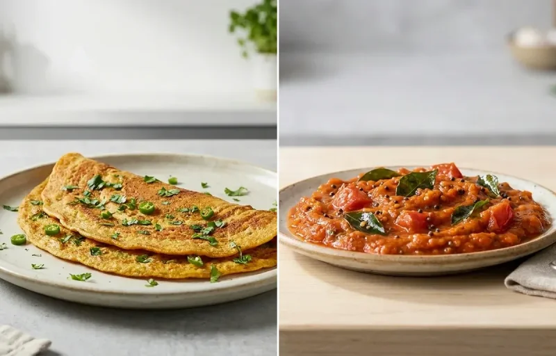 Besan Chilla with Tangy Tomato Chutney