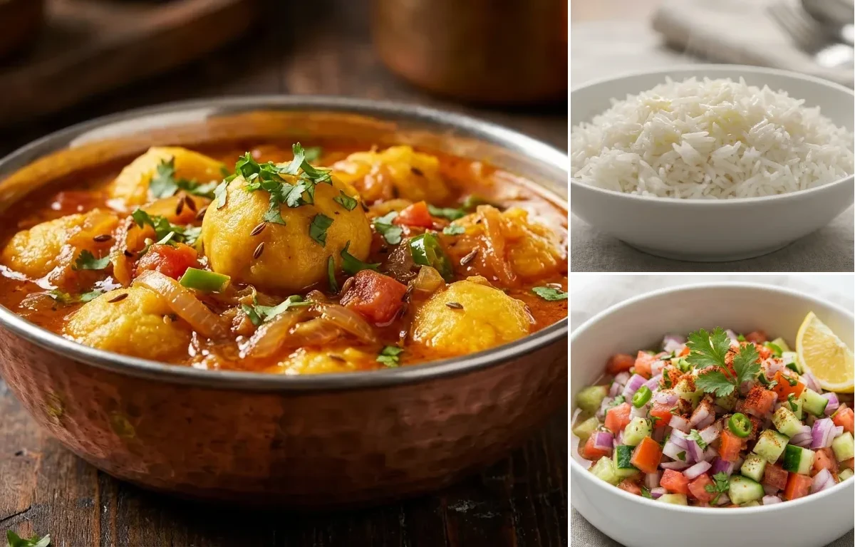Besan Ji Aani with Steamed Basmati Rice