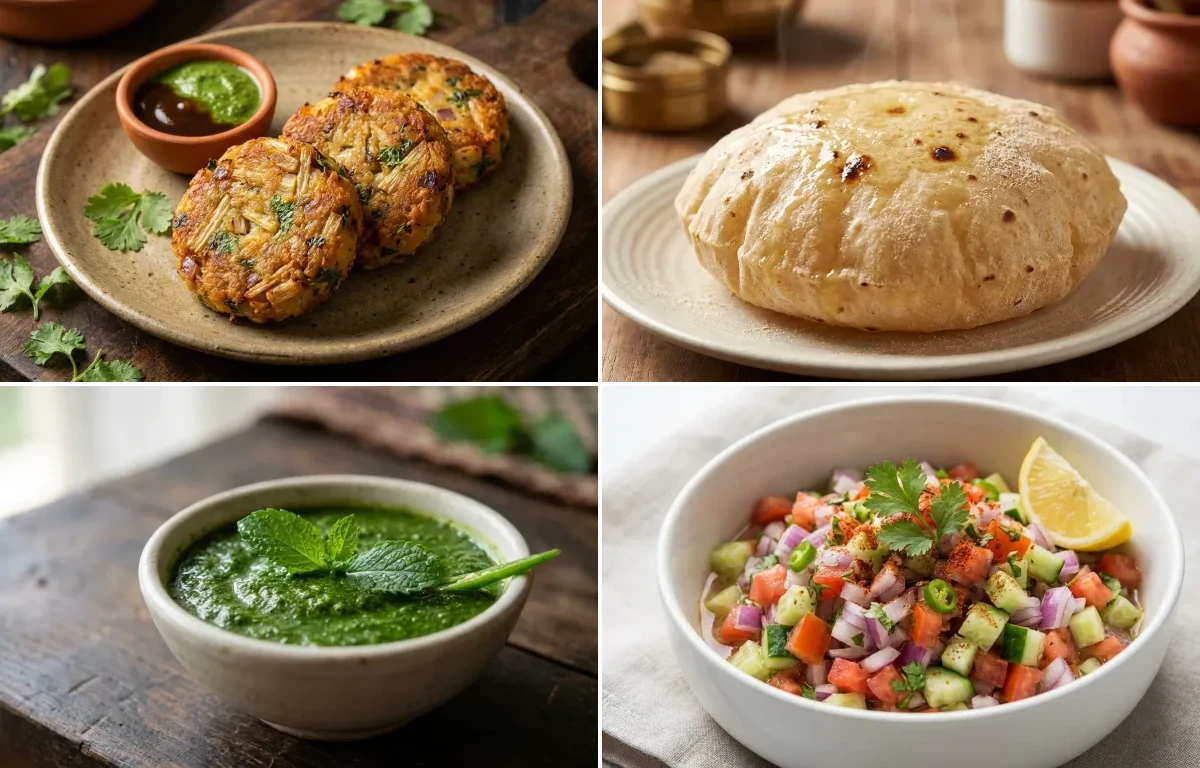 Bhee Ji Tikki with Phulka and Mint Chutney