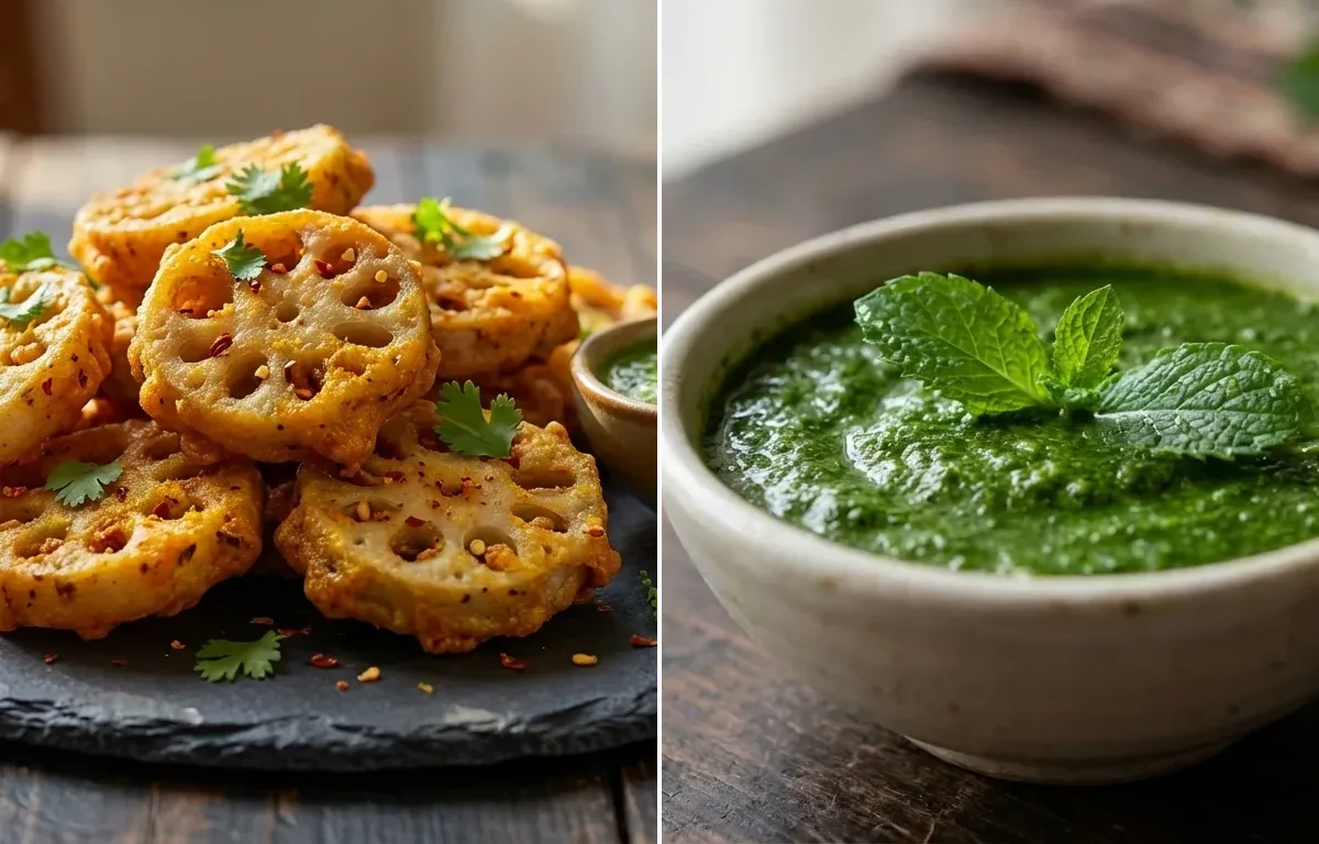 Bhee Pakora with Mint Chutney