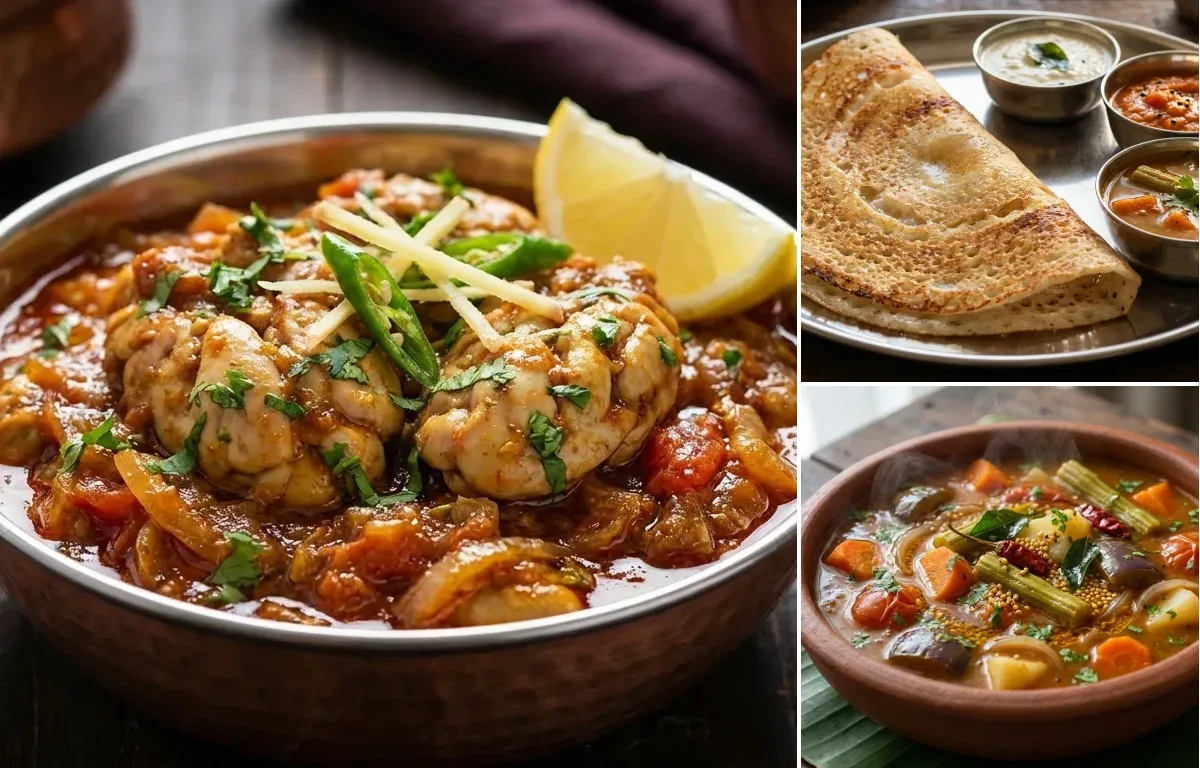 Bheja Fry with Dosa and Vegetable Sambar