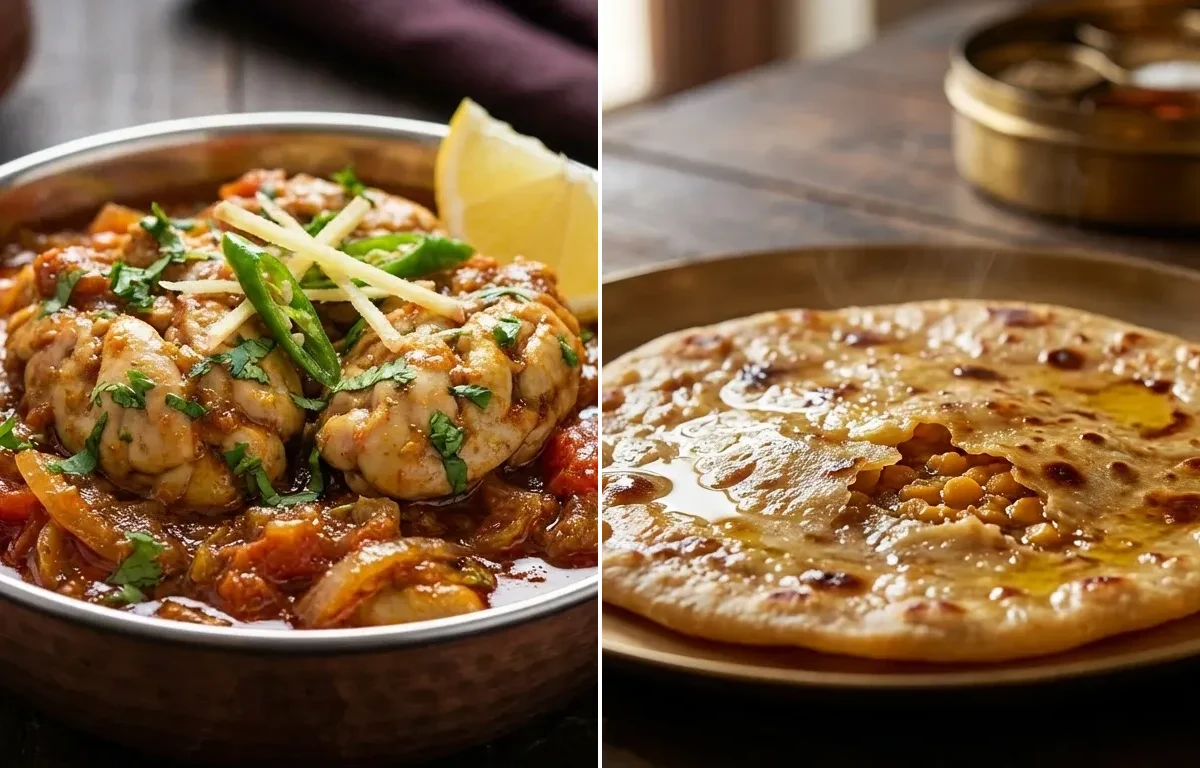Bheja Fry with Puran Poli