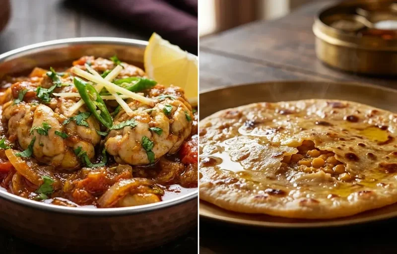 Bheja Fry with Puran Poli