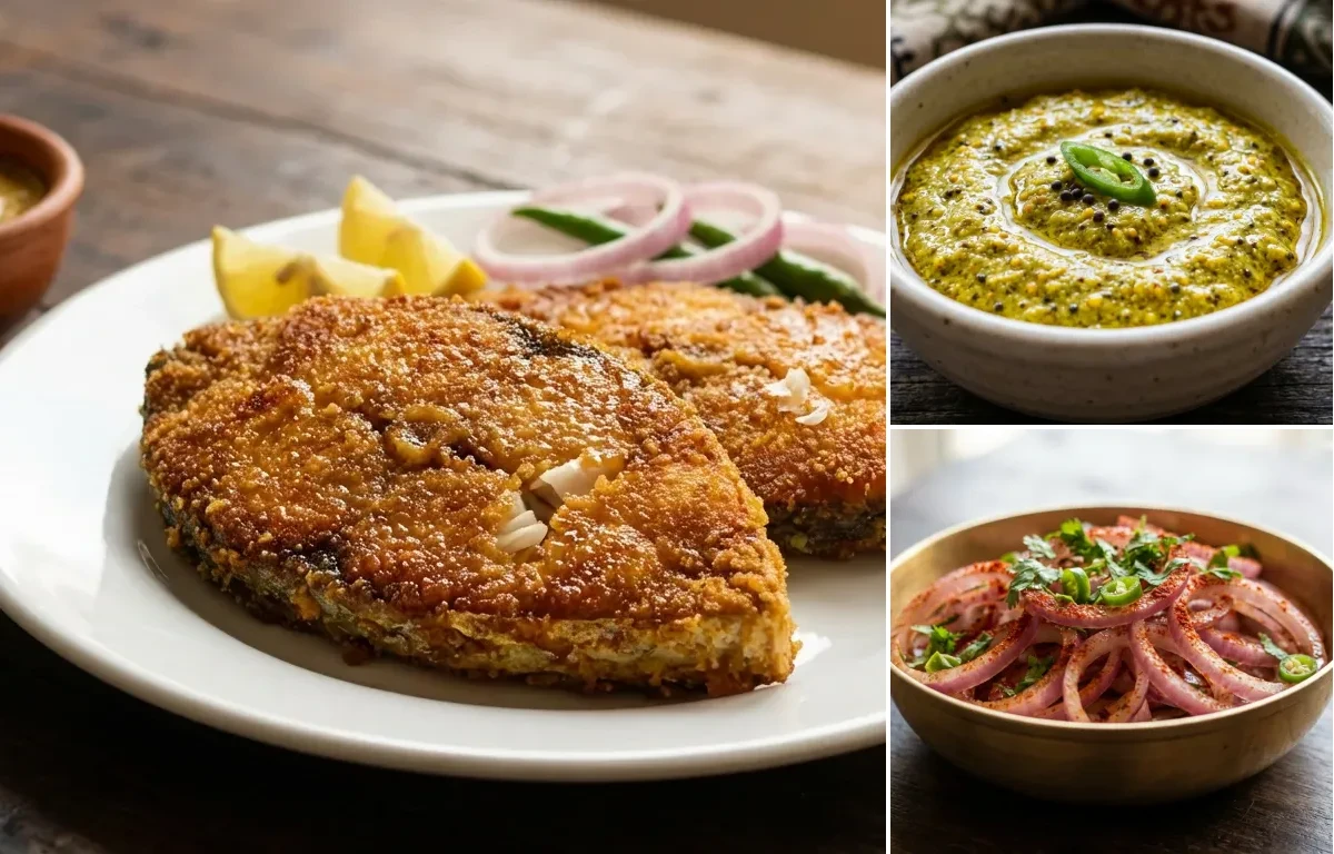 Bhetki Fish Fry with Bengali Kasundi and Onion Salad