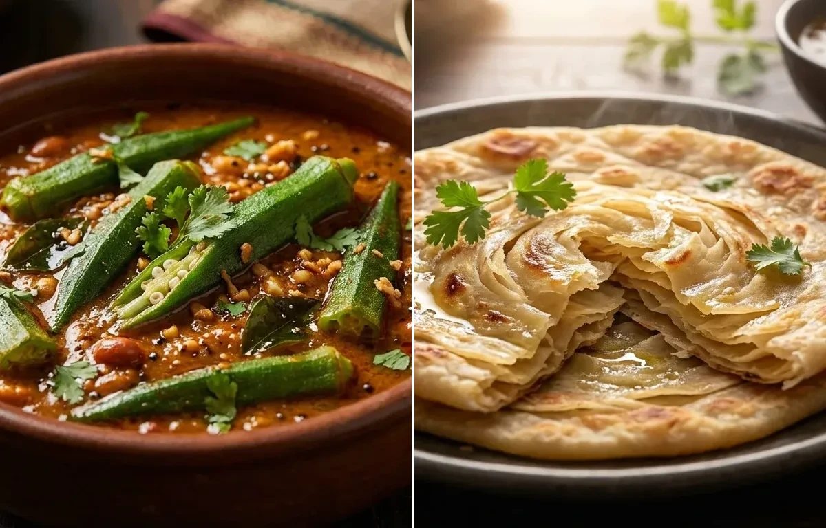 Bhindi Ka Salan with Ulte Tawa Paratha