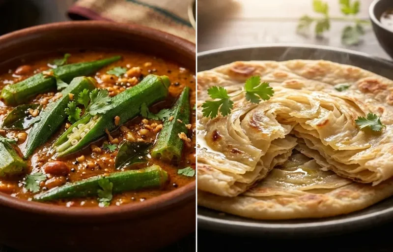 Bhindi Ka Salan with Ulte Tawa Paratha