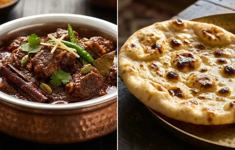 Bhuna Gosht with Khameeri Roti