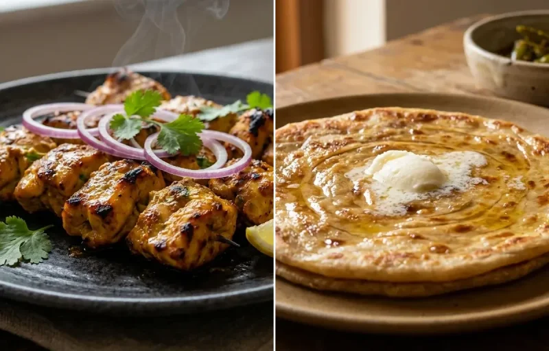 Bihari Chicken Kebab with Paratha