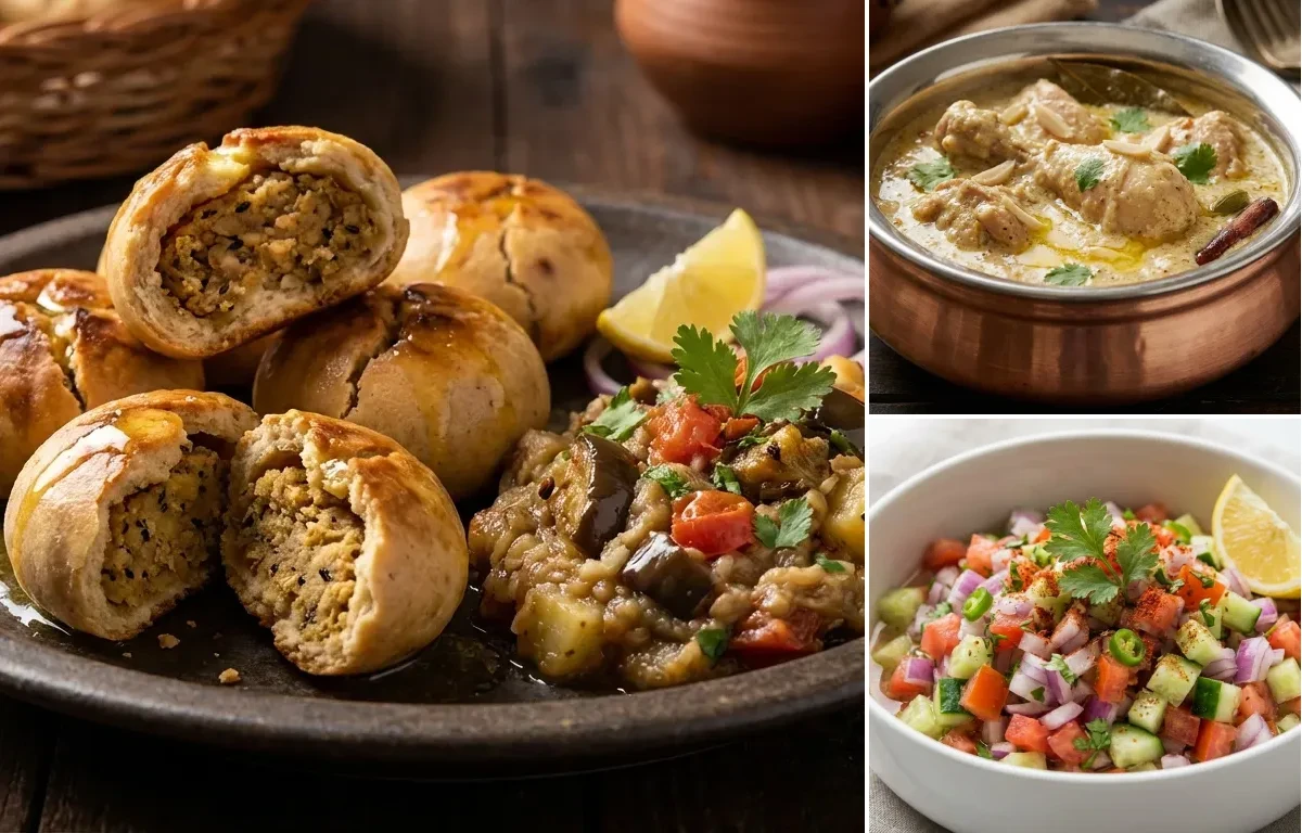 Bihari Litti with Chicken Korma