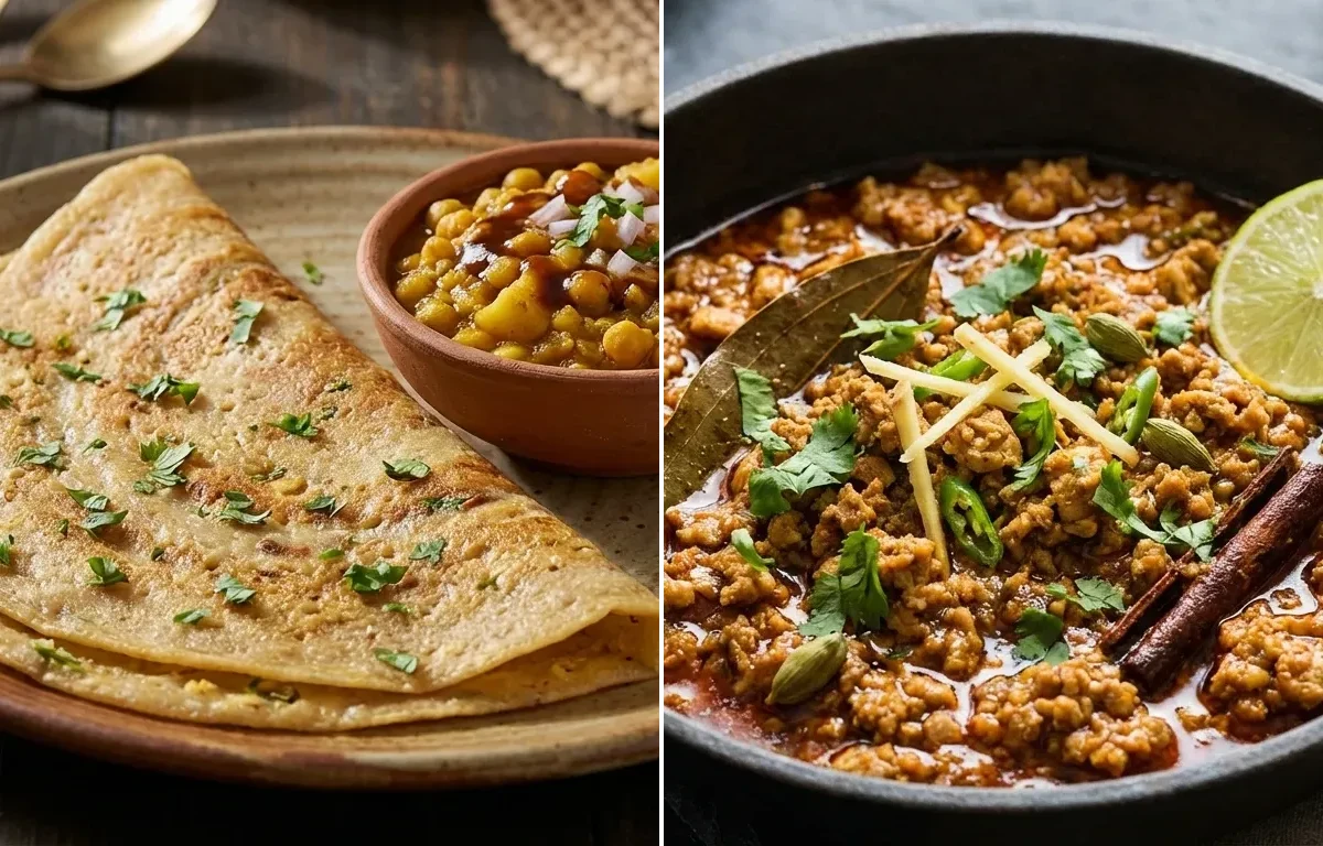 Biri Chakuli Pitha with Chicken Keema Curry