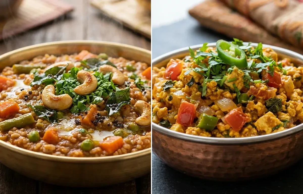 Bisi Bele Bath with Paneer Bhurji, Mint Coriander Chutney No-Salt and Orange Segments