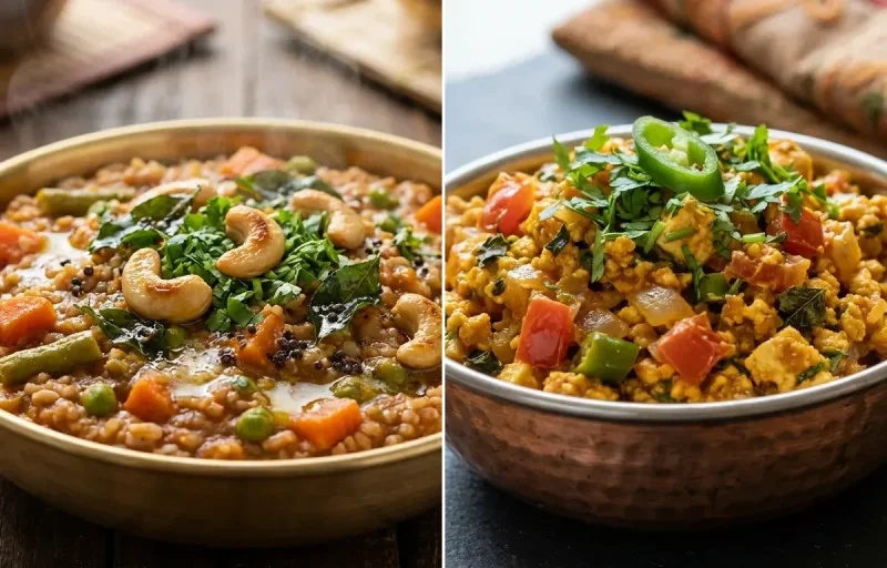 Bisi Bele Bath with Paneer Bhurji, Mint Coriander Chutney No-Salt and Orange Segments