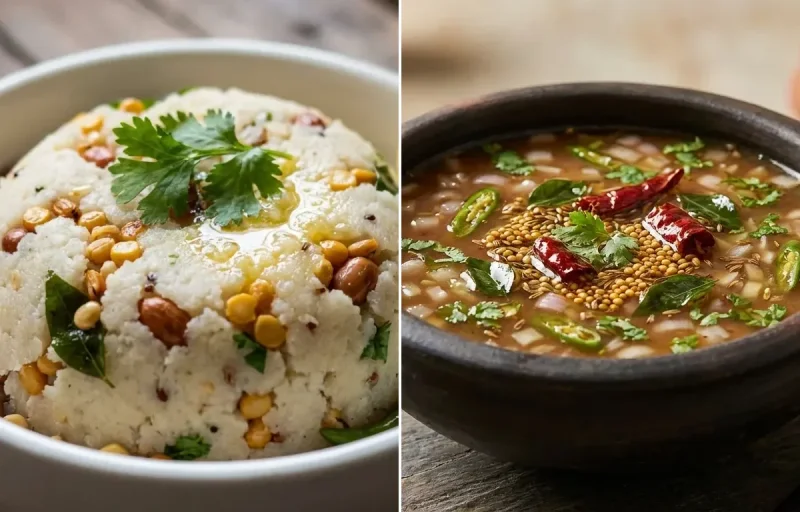 Biyyam Rava Upma with Pachi Pulusu