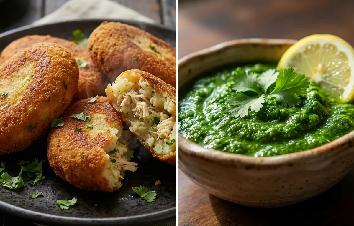Bohri Chicken Cutlet with Coriander Chutney