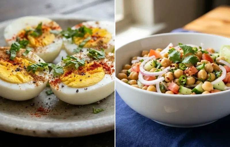 Boiled Egg & Chana Chaat Bowl