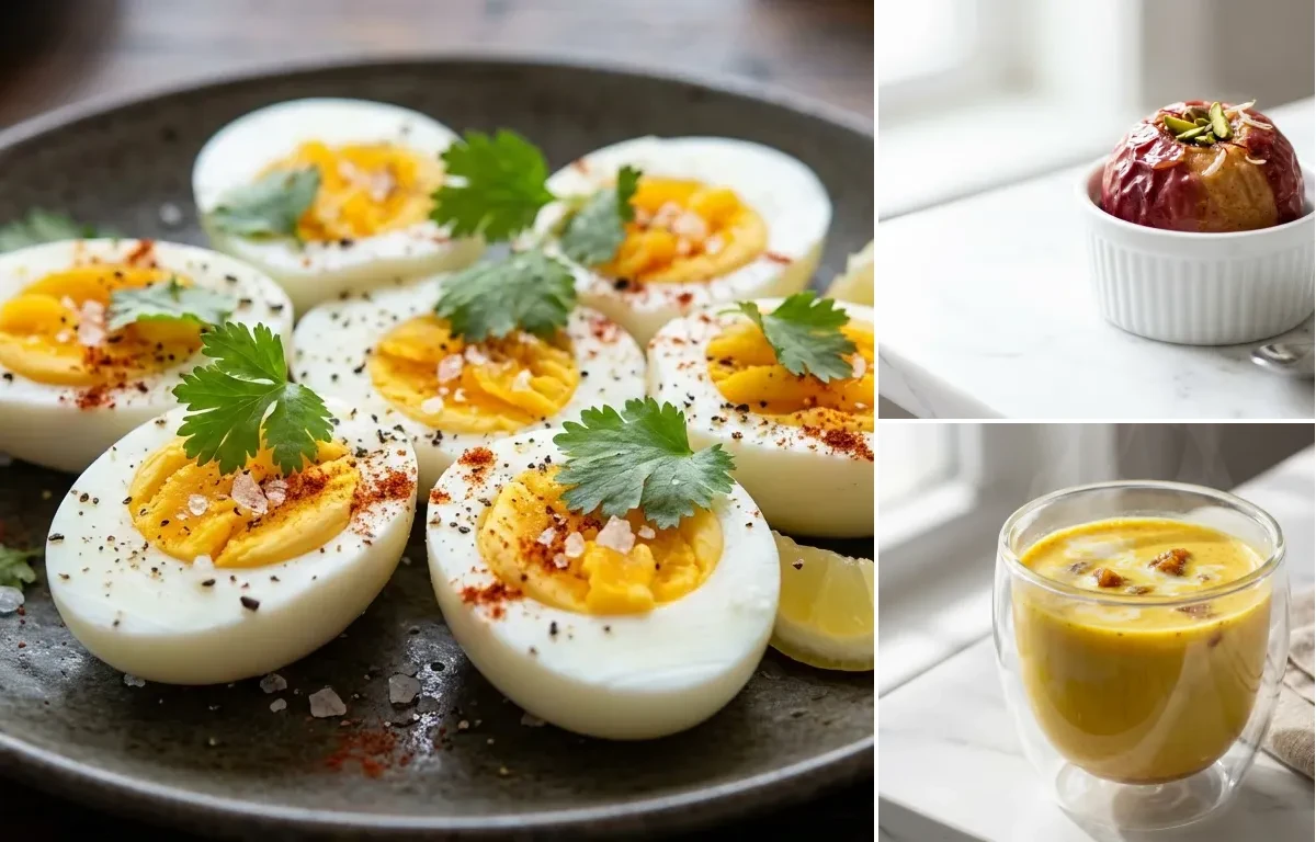 Boiled Egg with Apple with Milk