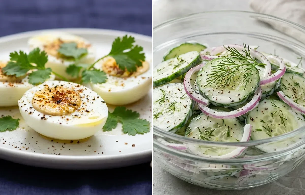 Boiled Egg Whites with Cucumber Salad with Green Tea