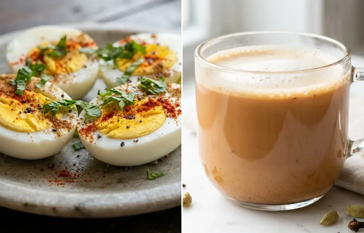Boiled Eggs with Apple with Masala Chai