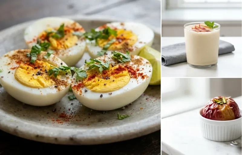 Boiled Eggs with Whey Shake with Apple