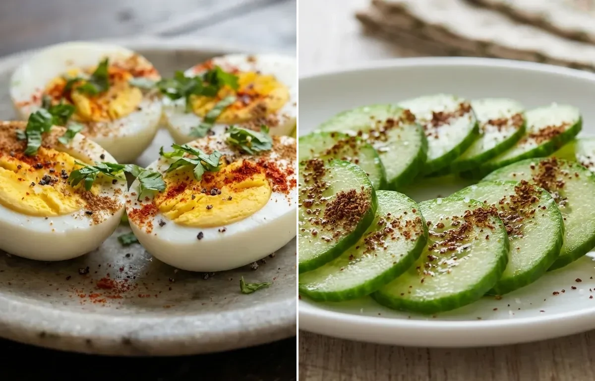 Boiled Eggs with Whole Wheat Toast and Cucumber Slices