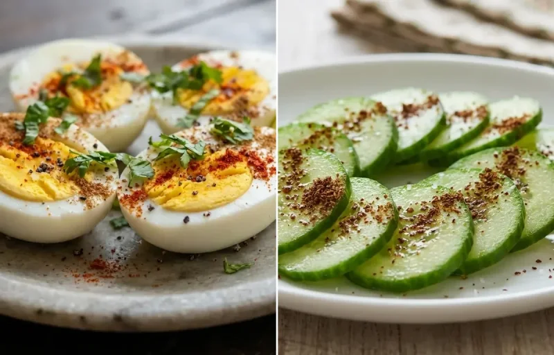 Boiled Eggs with Whole Wheat Toast and Cucumber Slices