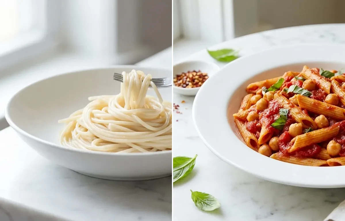 Boiled Pasta with Protein-Packed Chickpea Marinara