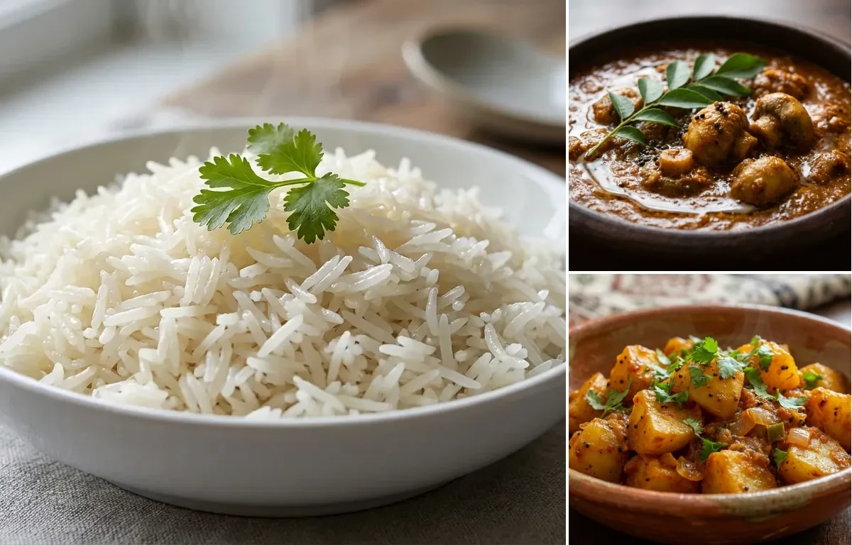 Boiled Rice with Alambe Gassi and Batate Song