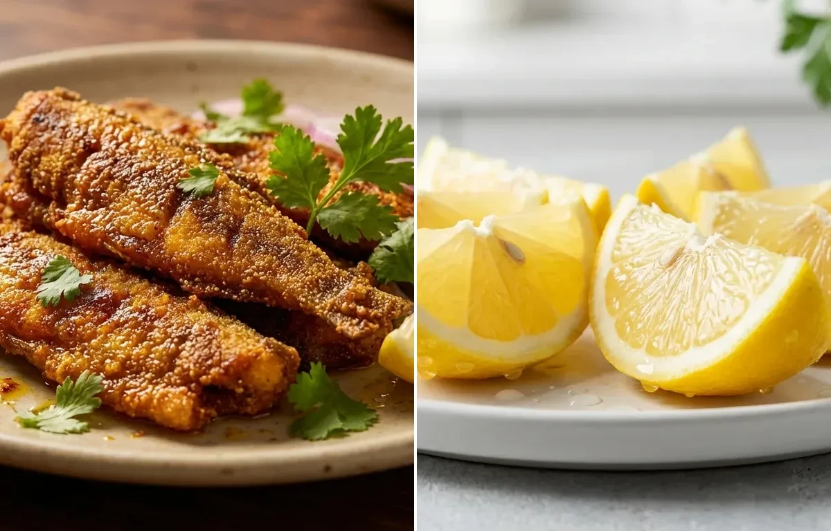 Bombil Fry with Lemon Wedges
