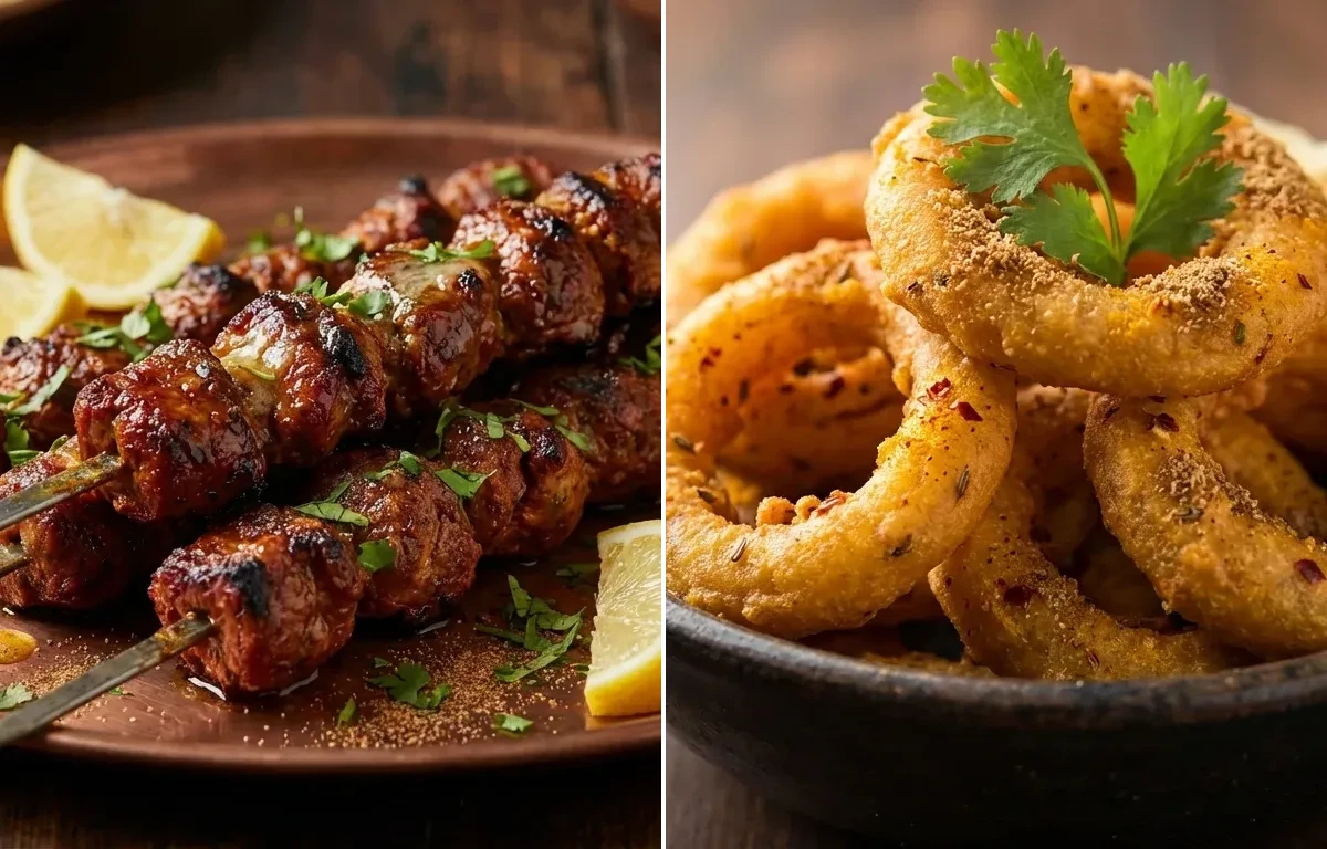 Boti Kebab with Indian Onion Rings