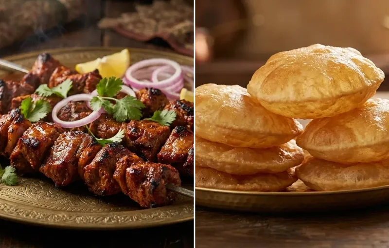 Boti Kebab with Puri