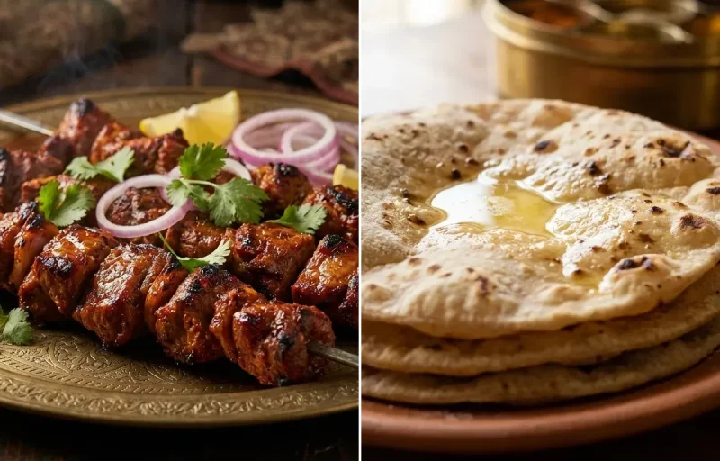 Boti Kebab with Roti