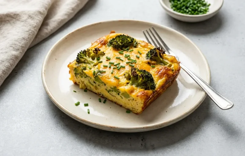 Broccoli Cheddar Egg Bake with Dal With Phulka and Cucumber Carrot Sticks With Mint Yogurt Dip