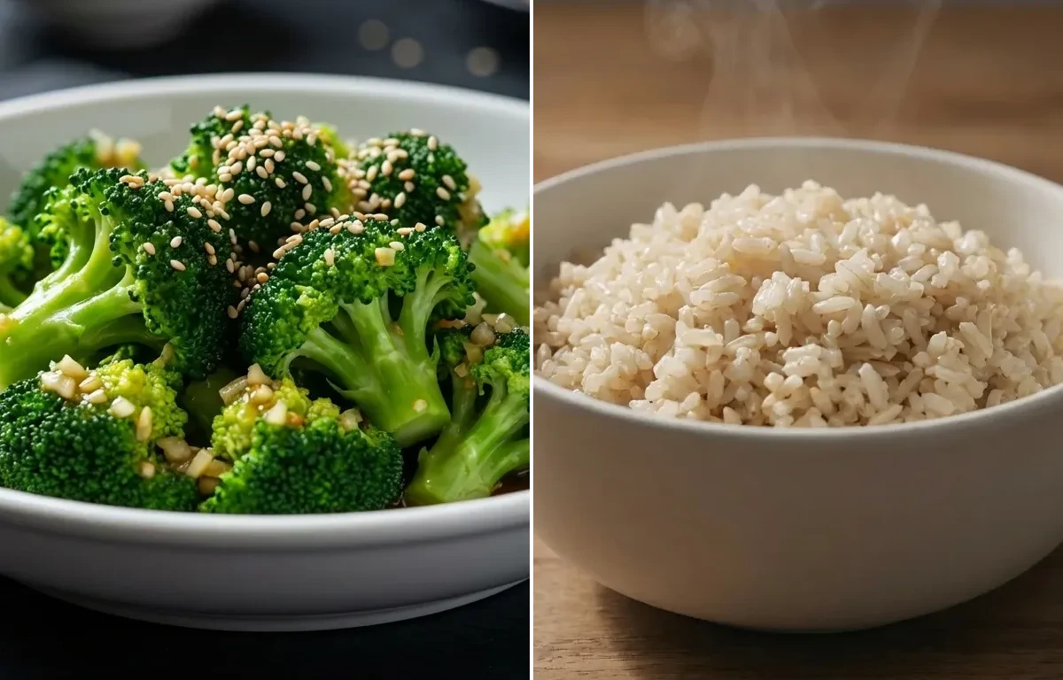 Broccoli in Garlic Sauce with Brown Rice
