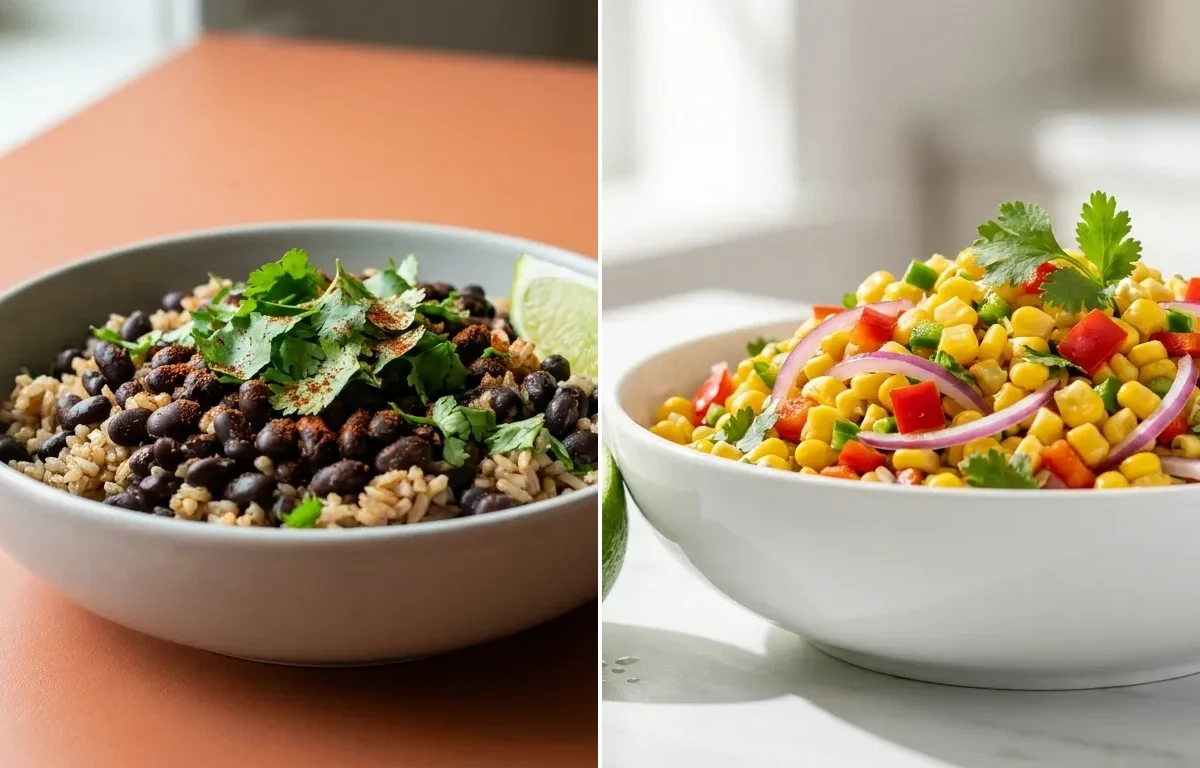 Brown Rice and Black Beans with Fresh Corn Salsa