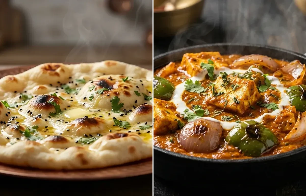 Butter Naan with Hyderabadi Kadai Paneer