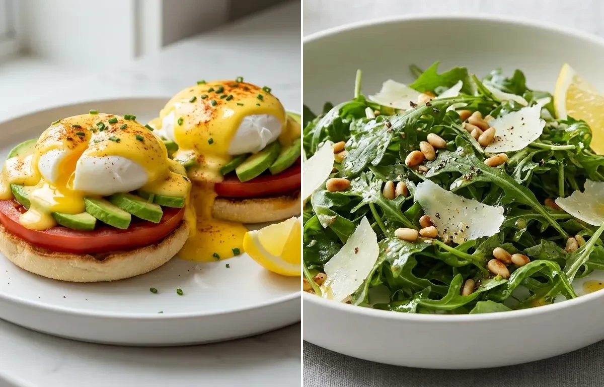 California Eggs Benedict with Arugula Salad