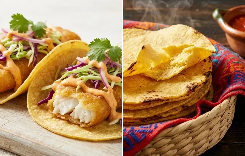 California Fish Tacos with Corn Tortillas
