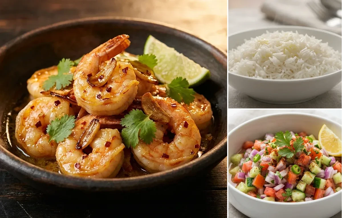 Camarones al Mojo de Ajo with Steamed Basmati Rice