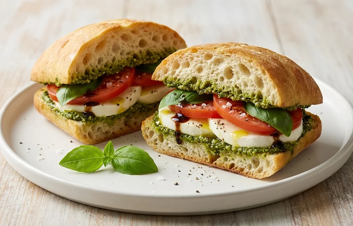 Caprese Sandwich with Tomato Basil White Bean Soup