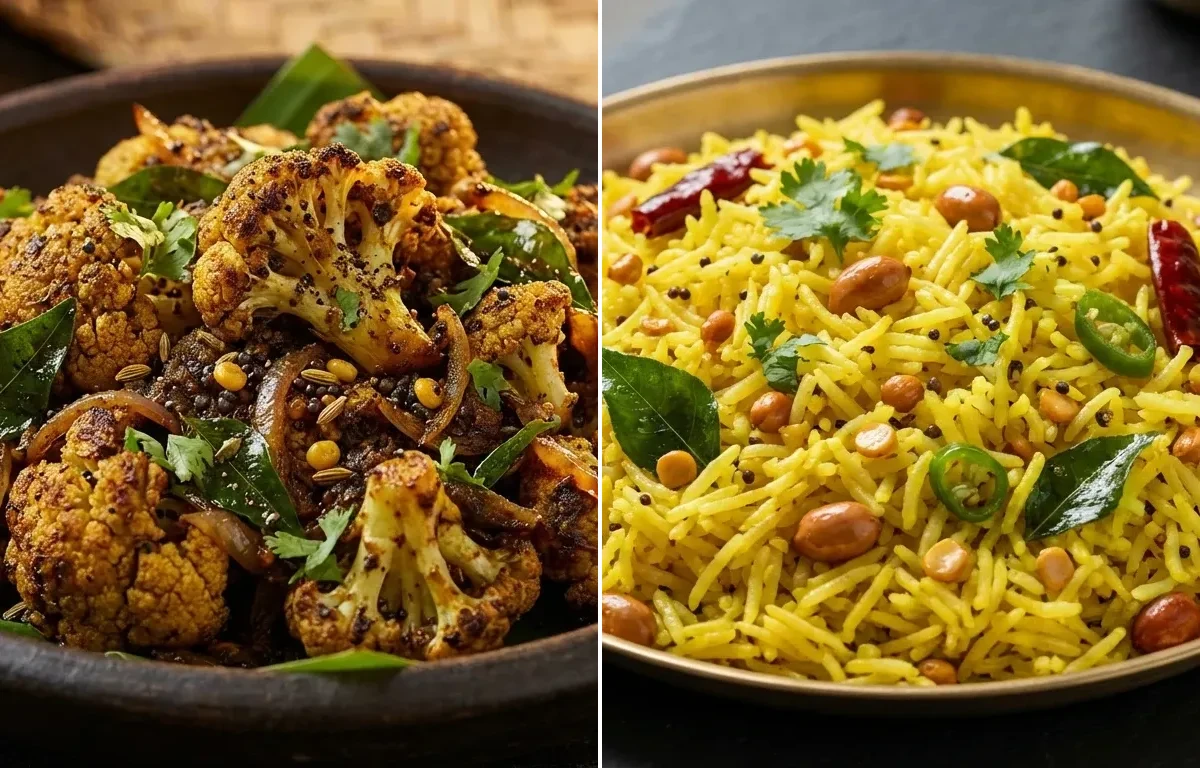 Cauliflower Milagu Varuval with Lemon Rice