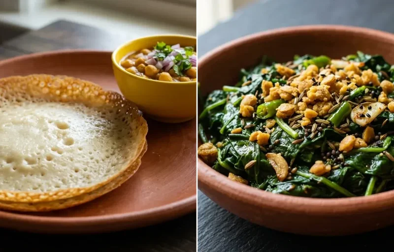 Chakuli Pitha with Saga Bhaja