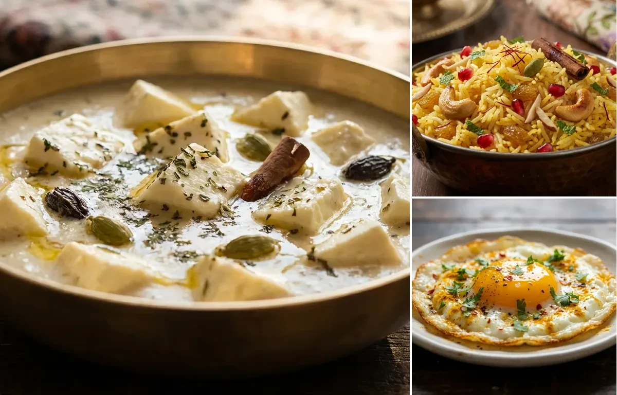Chaman Qaliya with Kashmiri Pulao and Fried Egg