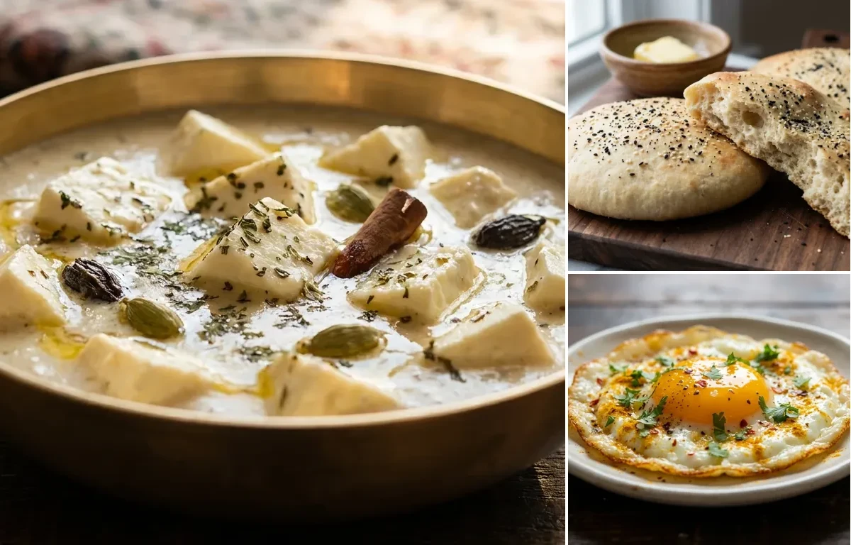 Chaman Qaliya with Lavasa Bread and Fried Egg