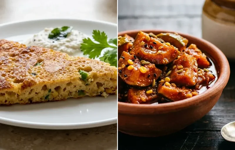 Chana Dal Amboli with Mango Pickle