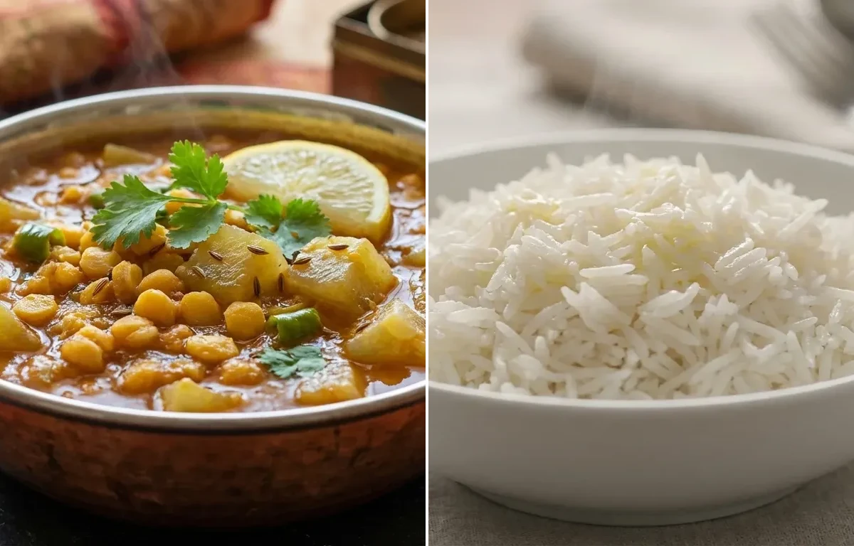 Chana Dal Lauki with Steamed Basmati Rice