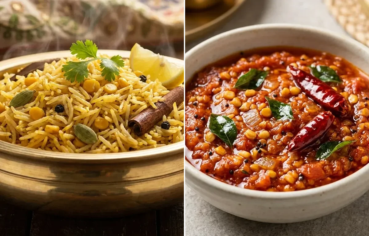 Chana Dal Pulao with Tomato Pachadi